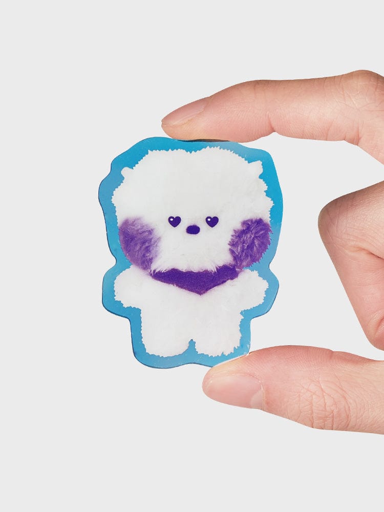 BT21 RJ minini ACRYLIC MAGNETIC CLIP PURPLE OF WISH EDITION : magnet RJ alpaga violet, main tenant le clip LINE FRIENDS.