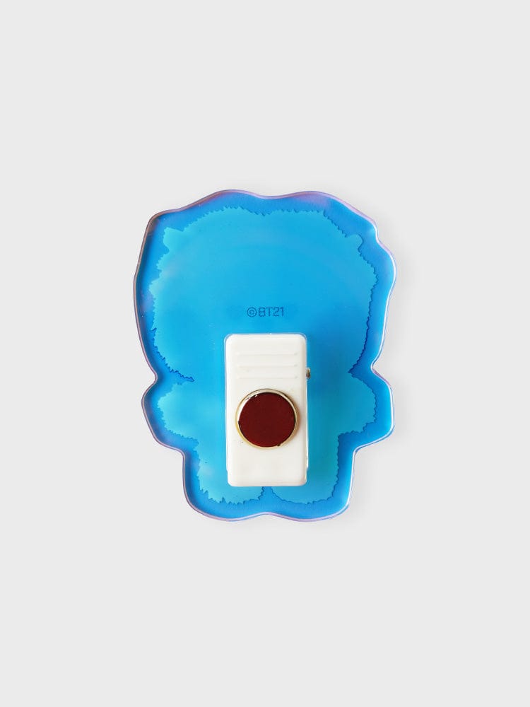 BT21 RJ minini ACRYLIC MAGNETIC CLIP PURPLE OF WISH EDITION, clip magnétique acrylique bleu et violet, visuel sur fond clair