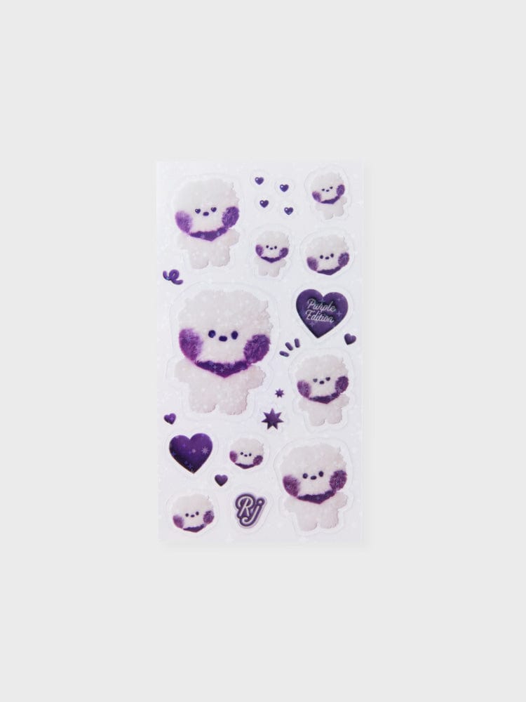 BT21 RJ minini STICKERS PURPLE OF WISH EDITION : stickers violets RJ alpaga, papeterie LINE FRIENDS sur fond clair