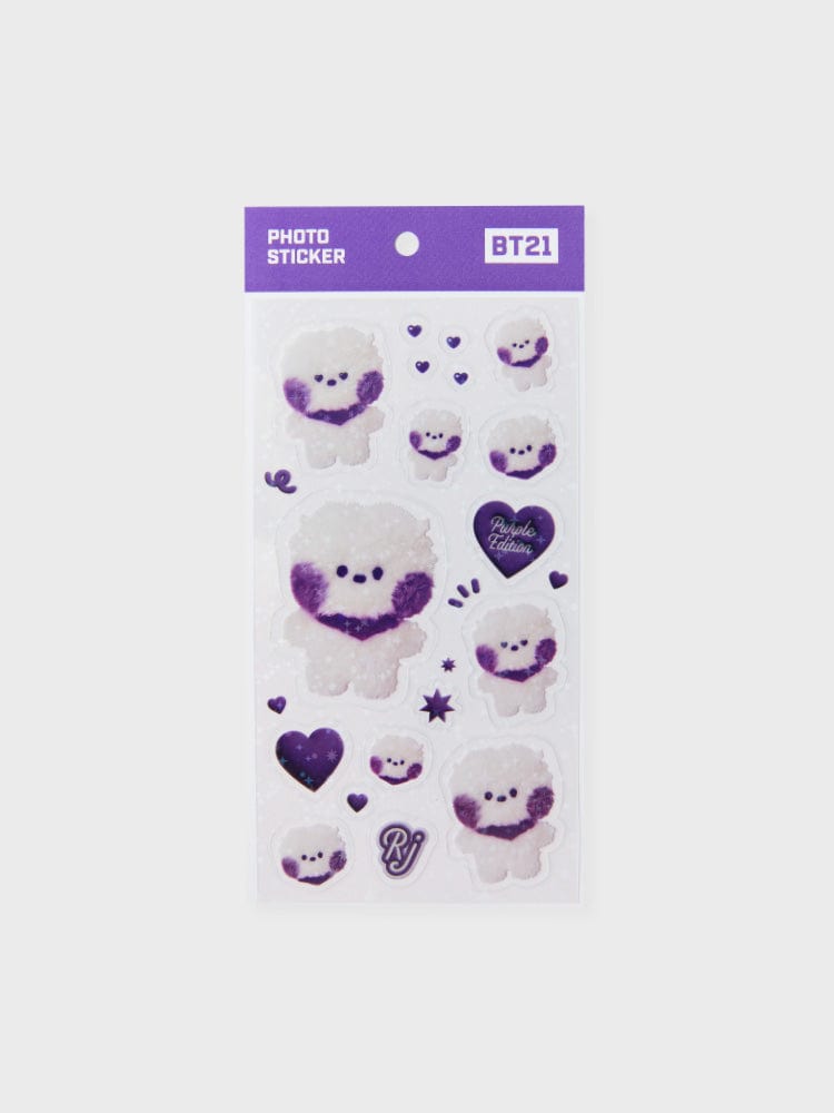 BT21 RJ minini STICKERS PURPLE OF WISH EDITION : pochettes de stickers alpaga RJ violet, fond blanc, papeterie LINE FRIENDS