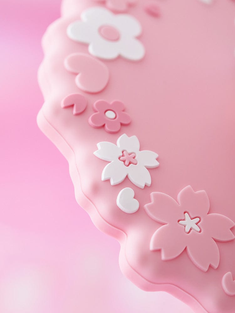 BT21 SHOOKY BABY GLASS UP & LID (11oz) SPRING FAIRY : verre rose kawaii aux fleurs, décor Shooky de LINE FRIENDS