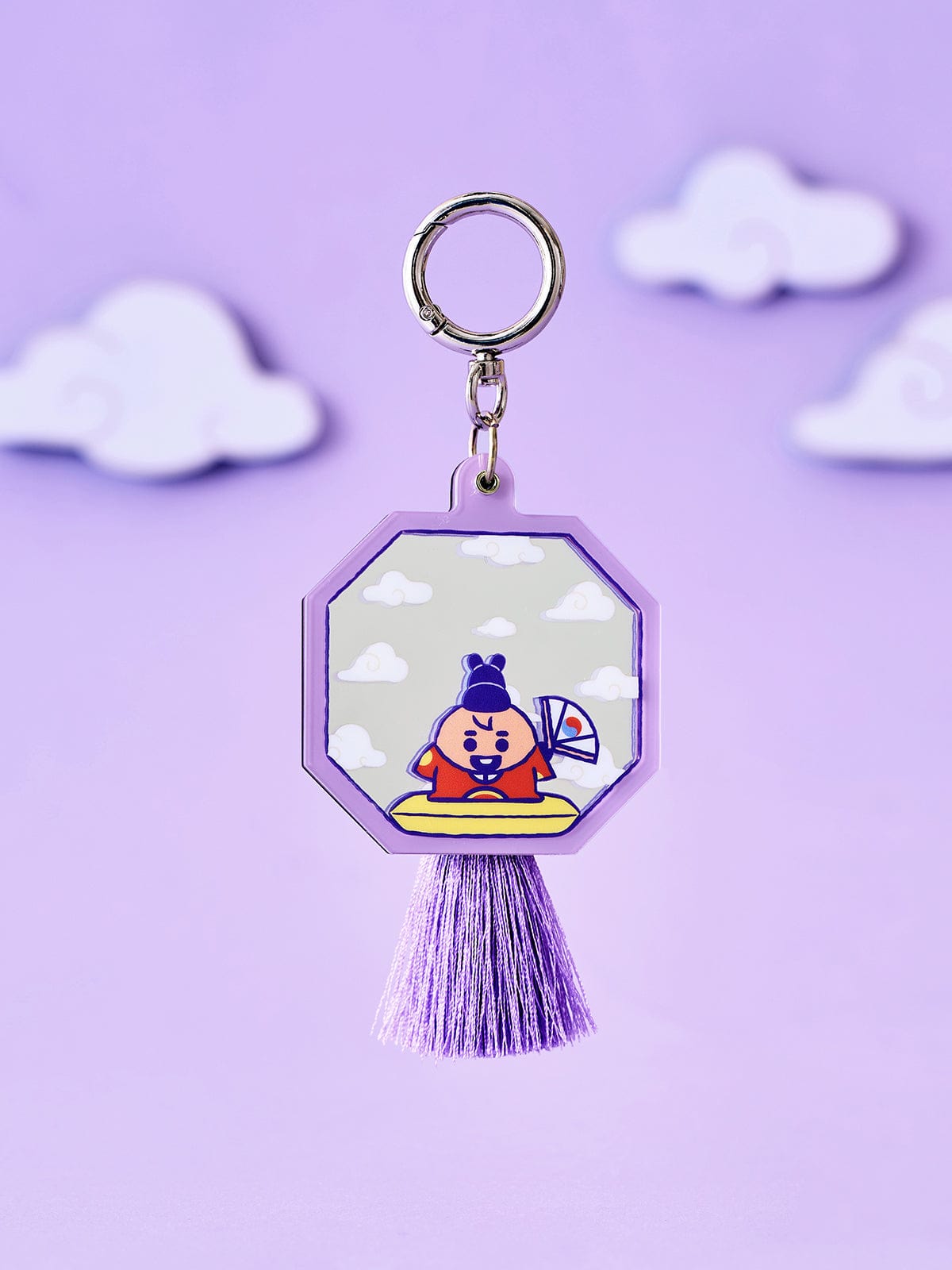 BT21 SHOOKY BABY MIRROR KEYRING K-EDITION ver.2 porte-clés miroir officiel LINE FRIENDS, SHOOKY, ciel violet, nuages