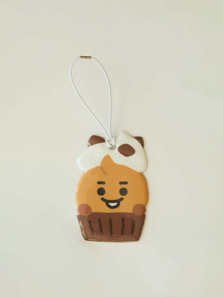 BT21 SHOOKY BABY PVC NAME TAG BAKERY SHOP, porte-clés PVC SHOOKY style pâtisserie, sur fond clair, voyage compact
