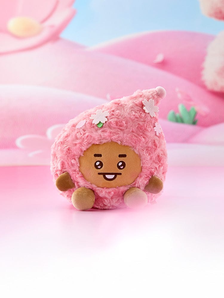 BT21 SHOOKY BABY SITTING PLUSH SPRING FAIRY : peluche officielle Shooky, bébé assis rose, décor printanier