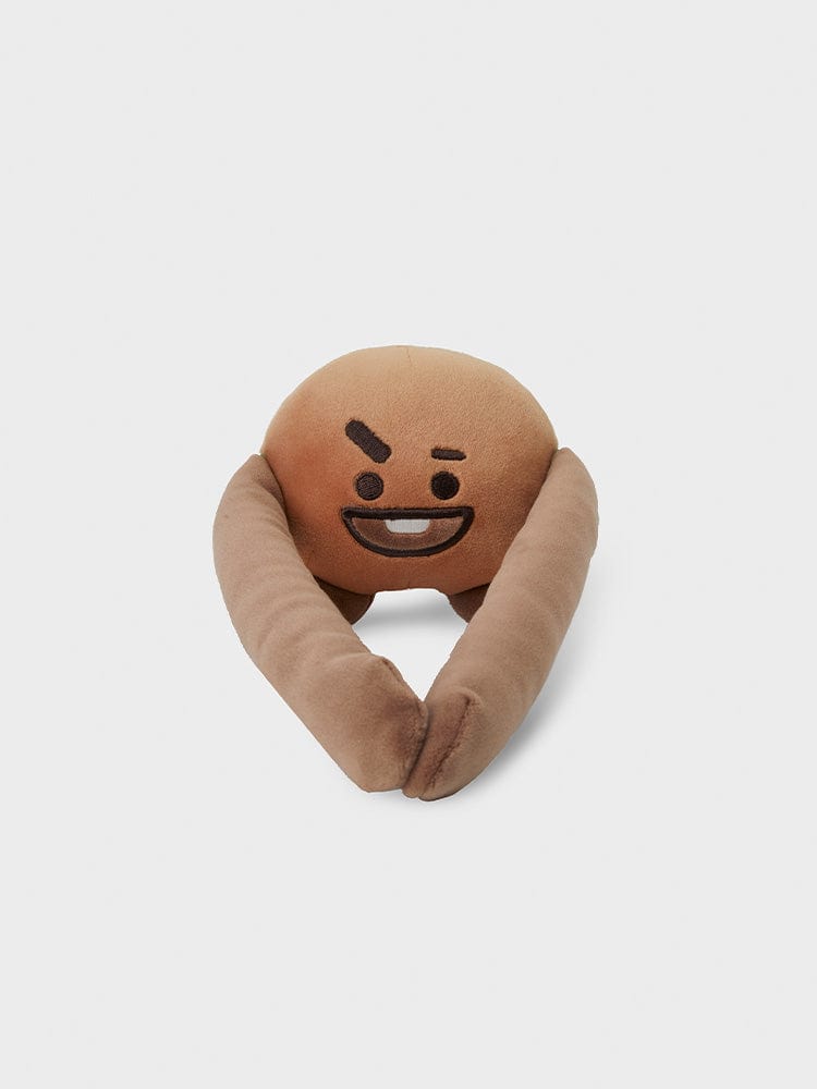 BT21 SHOOKY BIG PLUSH MAGNET CHEWY CHEWY CHIMMY : peluche aimantée SHOOKY, visage souriant, fond uni, LINE FRIENDS