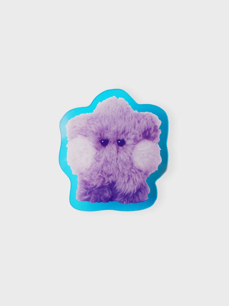 BT21 SHOOKY minini ACRYLIC MAGNETIC CLIP PURPLE OF WISH EDITION, clip aimanté violet illustrant SHOOKY sur fond clair