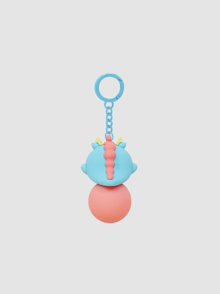 BT21 SHOOKY minini DRAGON FIGURINE KEYRING, porte-clés officiel sur fond clair, figurine dragon pastel et anneau bleu.