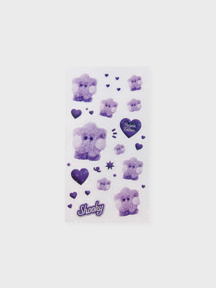 BT21 SHOOKY minini STICKERS PURPLE OF WISH EDITION : stickers violets de SHOOKY, collection minini, fond blanc.