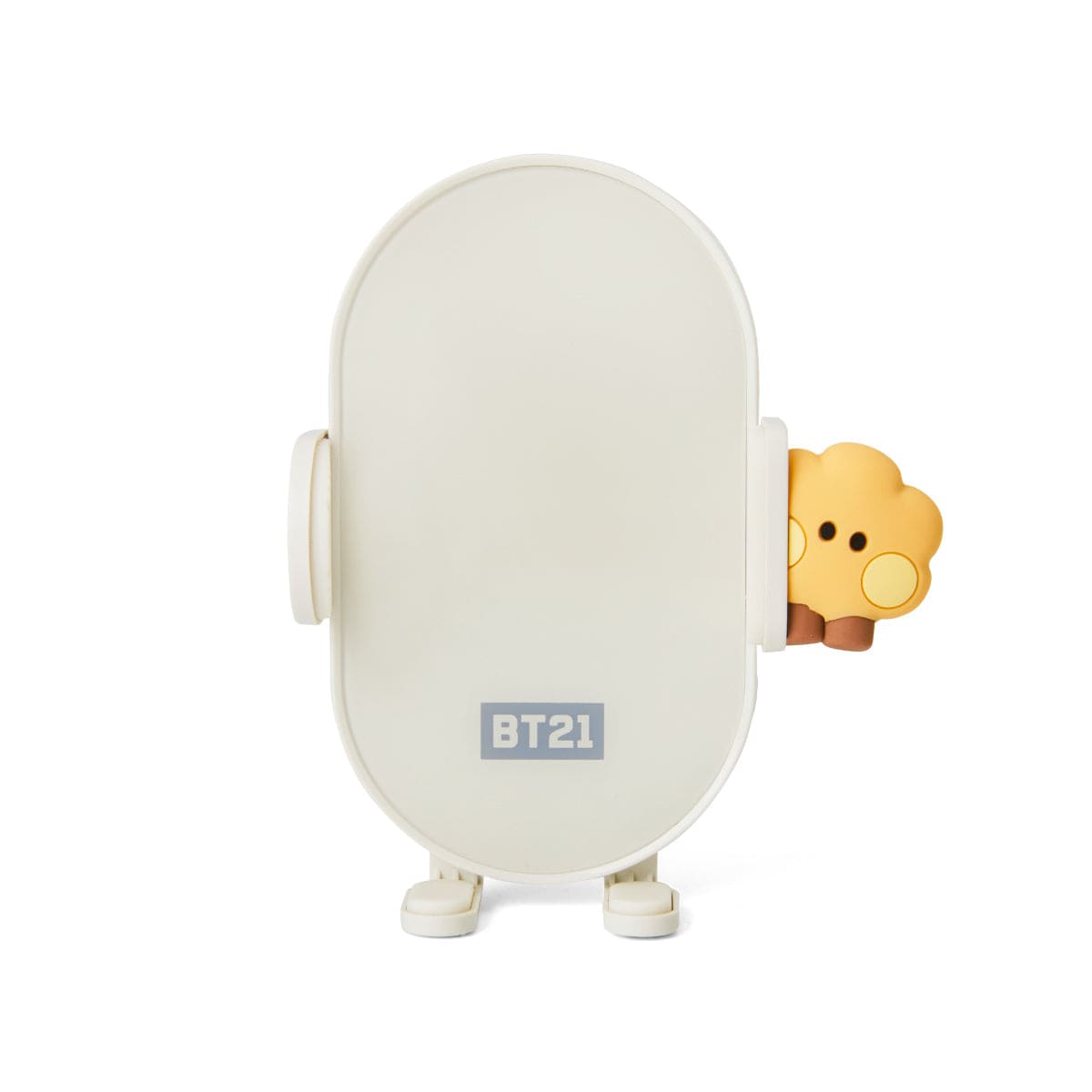 BT21 SHOOKY minini WIRELESS CAR CHARGER LINE FRIENDS : chargeur voiture sans fil blanc, design rond minimaliste, figurine SHOOKY