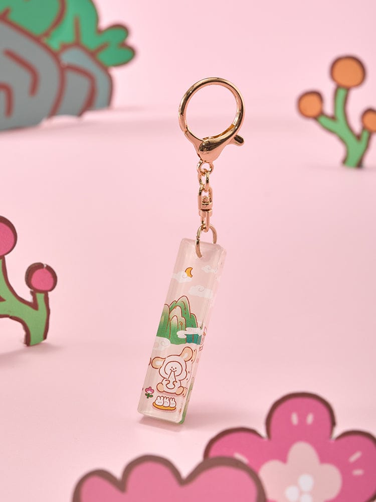 BT21 STICK ACRYLIC KEYRING K-TOKKI, porte-clés K-Tokki en acrylique sur fond rose, LINE FRIENDS/BTS