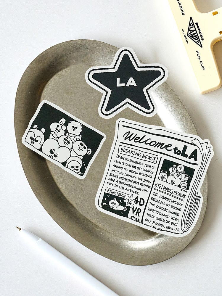 BT21 STICKER LA CITY EDITION de LINE FRIENDS : autocollants LA étoile « Welcome to LA » sur papeterie BT21