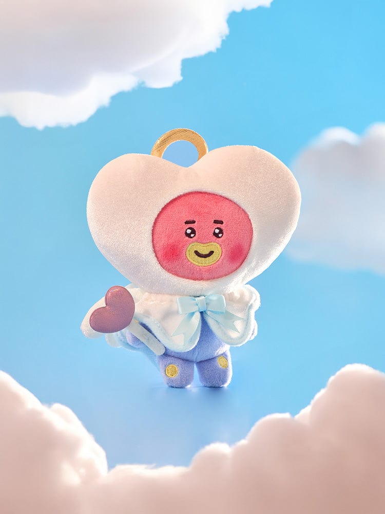 BT21 TATA ANGEL PLUSH ANGEL & VILLAIN LINE FRIENDS, peluche TATA en ange dans un ciel de nuages, cadeau.