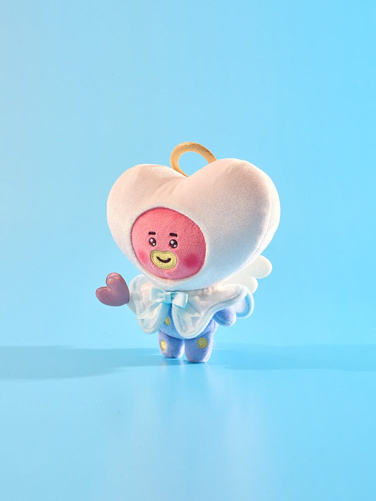 BT21 TATA ANGEL PLUSH ANGEL & VILLAIN, peluche officielle LINE FRIENDS sur fond bleu, ange extraterrestre V de BTS.