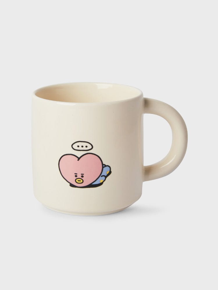 BT21 TATA MUG CUP (12 OZ) NEW BASIC EDITION LINE FRIENDS : mug blanc avec TATA kawaii, intérieur chaleureux, vue sur fond clair.