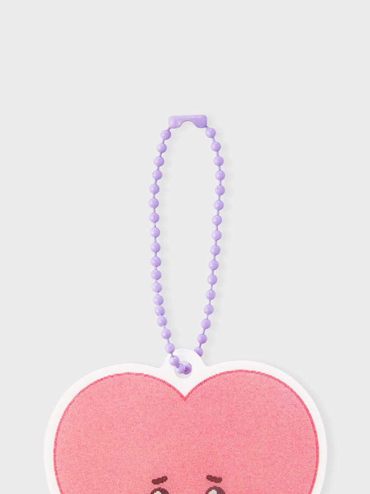 BT21 TATA NEWBORN BABY LENTICULAR 3D KEYRING, porte-clés violet TATA sur fond clair, look K-pop officiel LINE.