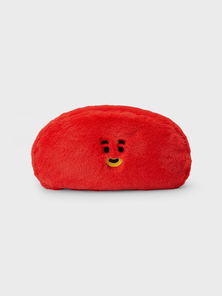 BT21 TATA PLUSH TISSUE HOLDER COZY HOME, peluche TATA LINE FRIENDS rouge, porte-mouchoirs décoratif sur fond clair.