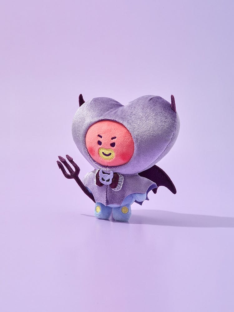 BT21 TATA VILLAIN PLUSH ANGEL & VILLAIN LINE FRIENDS : peluche TATA ailée sur fond violet, détail et couleurs fidèles