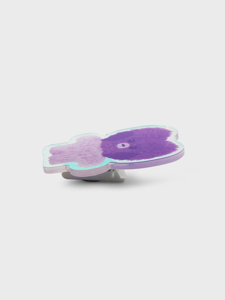 BT21 TATA minini ACRYLIC MAGNETIC CLIP PURPLE OF WISH EDITION, clip magnétique violet sur fond blanc, design TATA de BTS
