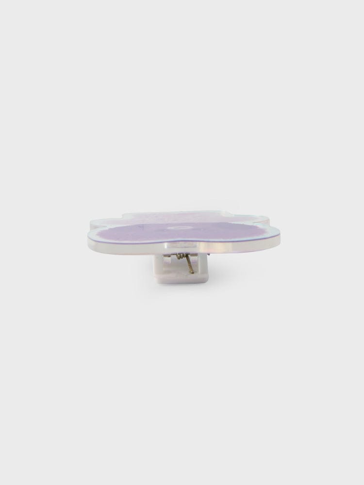 BT21 TATA minini ACRYLIC MAGNETIC CLIP PURPLE OF WISH EDITION : pince magnétique acrylique violette sur fond clair