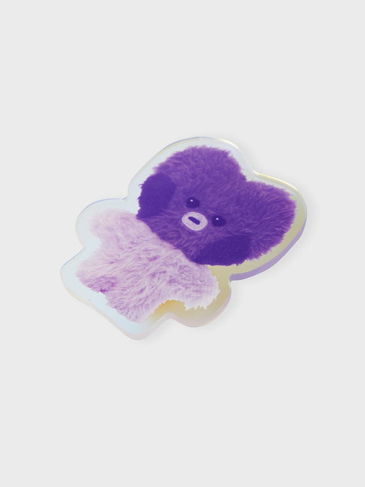 BT21 TATA minini ACRYLIC MAGNETIC CLIP PURPLE OF WISH EDITION, clip aimanté TATA violet sur fond clair, papeterie BT21