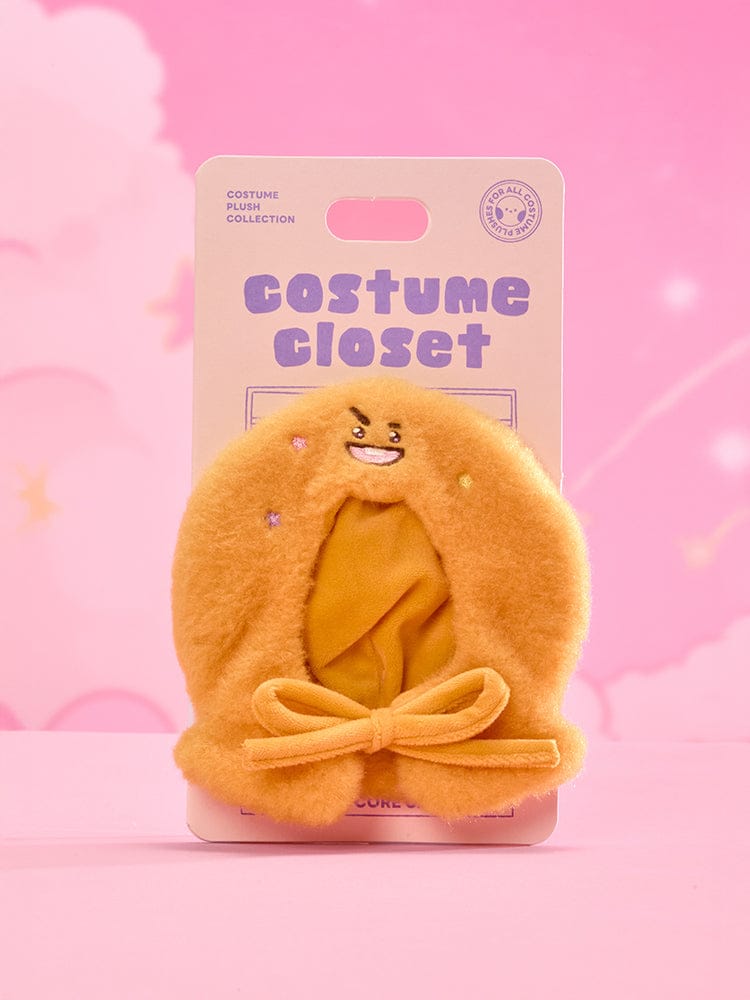 BT21 THE JOURNEY STAR CORE CLOSET - HOODIE CAPE peluche costume closet orange sur fond rose, marque BT21/LINE FRIENDS