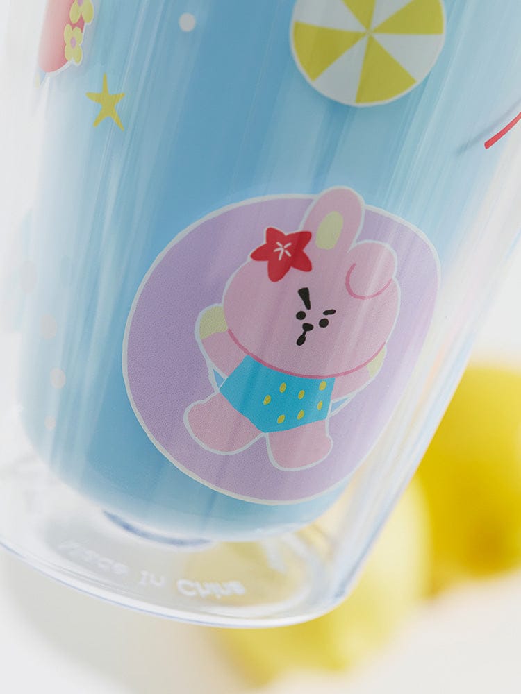 BT21 TUMBLER (24 oz) SPLASH EDITION LINE FRIENDS : visuel kawaii avec personnages BT21 sur gobelet bleu.