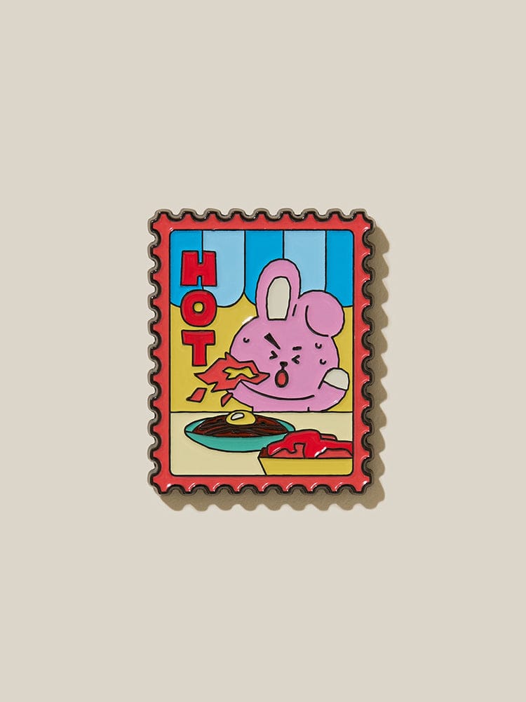 BT21 metal magnet SEOUL EDITION LINE FRIENDS : magnet métal au design postal avec personnage BT21 sur fond clair.