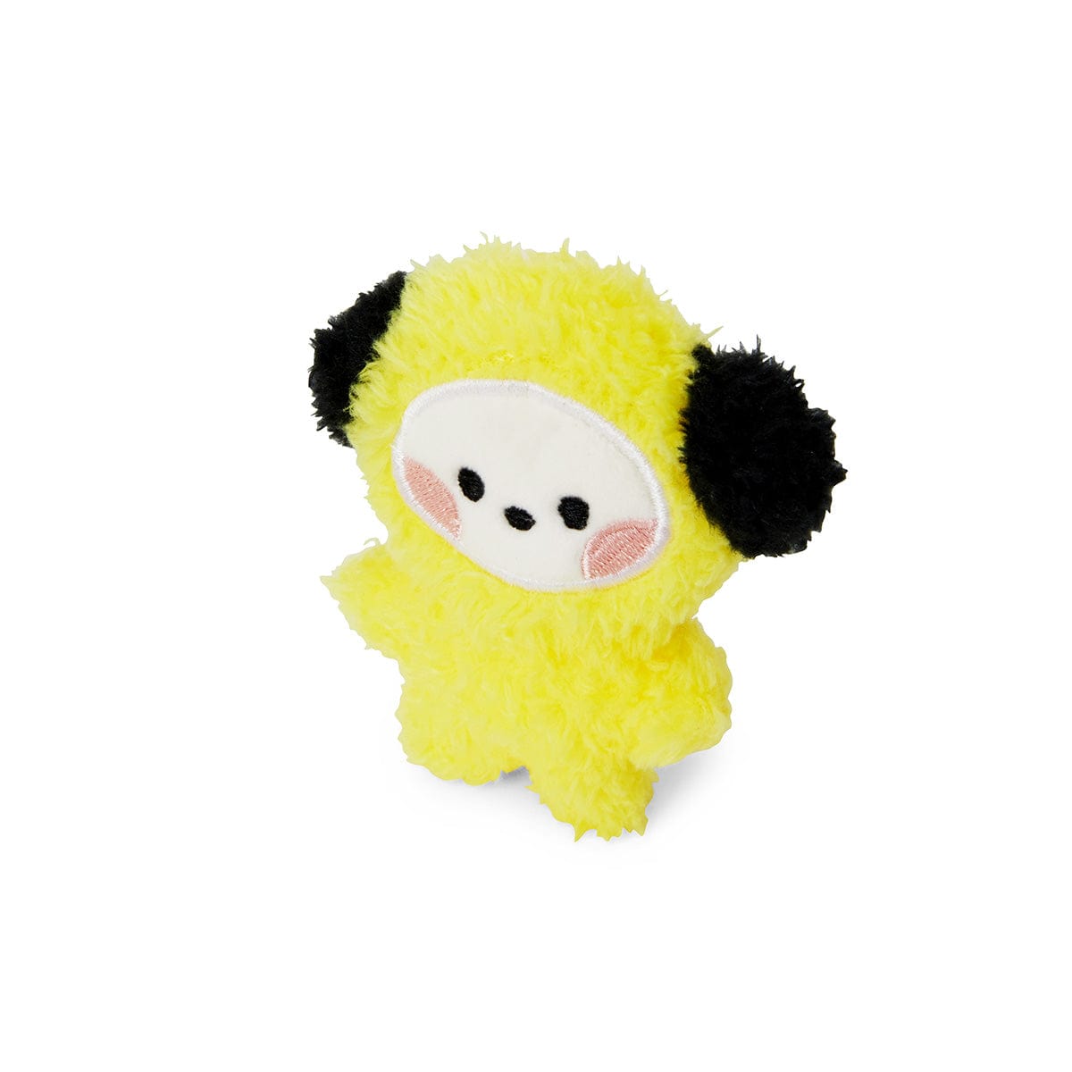BT21 mini minini CHIMMY DOLL, peluche jaune chien de Jimin BTS, sur fond blanc, décor chambre ou cadeau