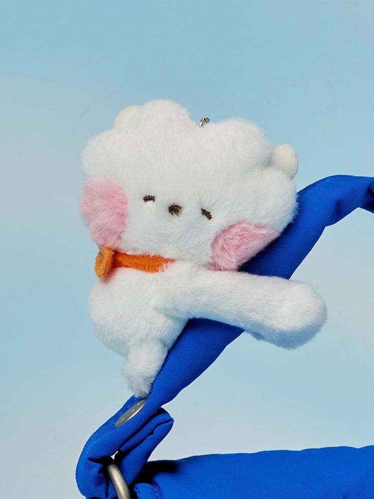 BT21 mini minini MAGNET PLUSH KEYRING HUG ME : porte-clés en peluche aux formes rondes, blanc, bleu, LINE FRIENDS/BTS.
