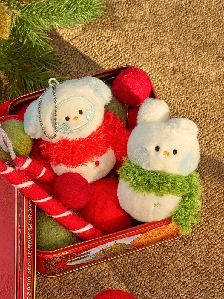 BT21 mini minini RANDOM SNOWMAN PLUSH KEYRING PETITE HOLIDAY, porte-clés peluche bonhomme de neige, décor Noël BT21