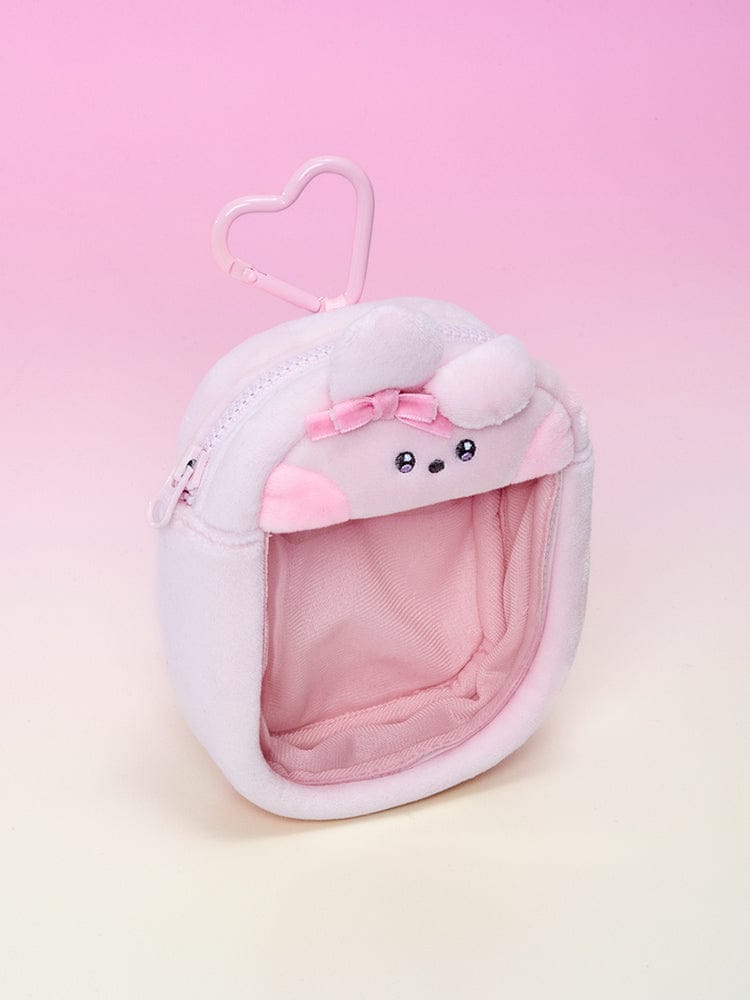 BT21 minini CLEAR BAG CHARM POUCH RIBBONED U : petite pochette porte-clés en vinyle clair LINE FRIENDS, forme arrondie.