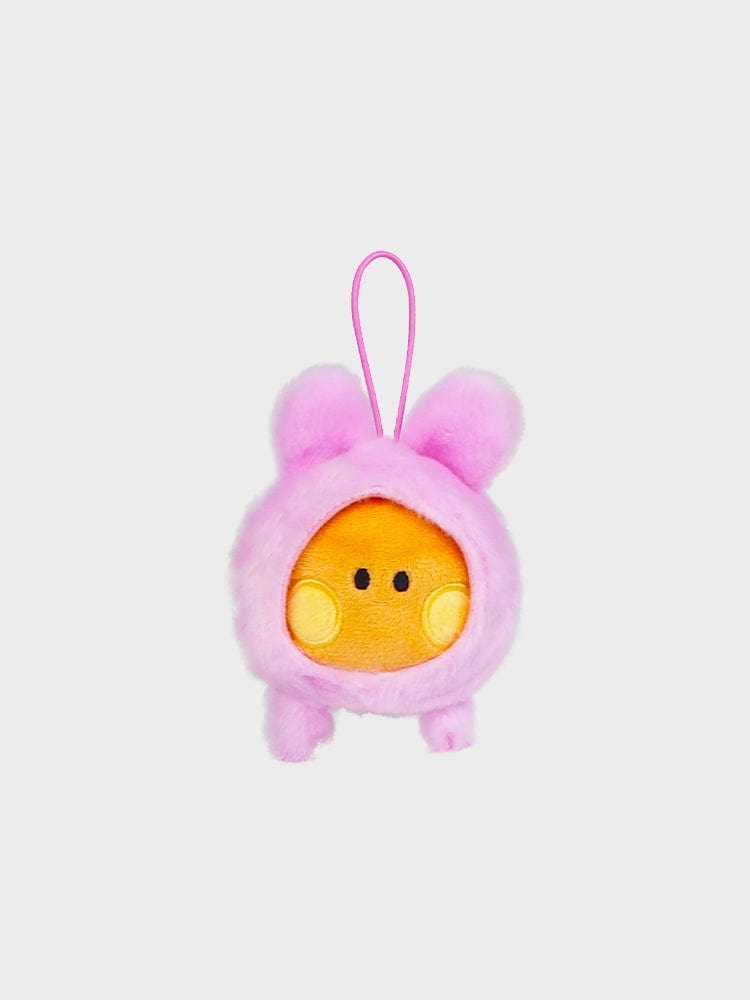 BT21 minini FINGER PUPPET & KEYRING, porte-clés figurine violet aux formes arrondies sur fond clair, LINE FRIENDS