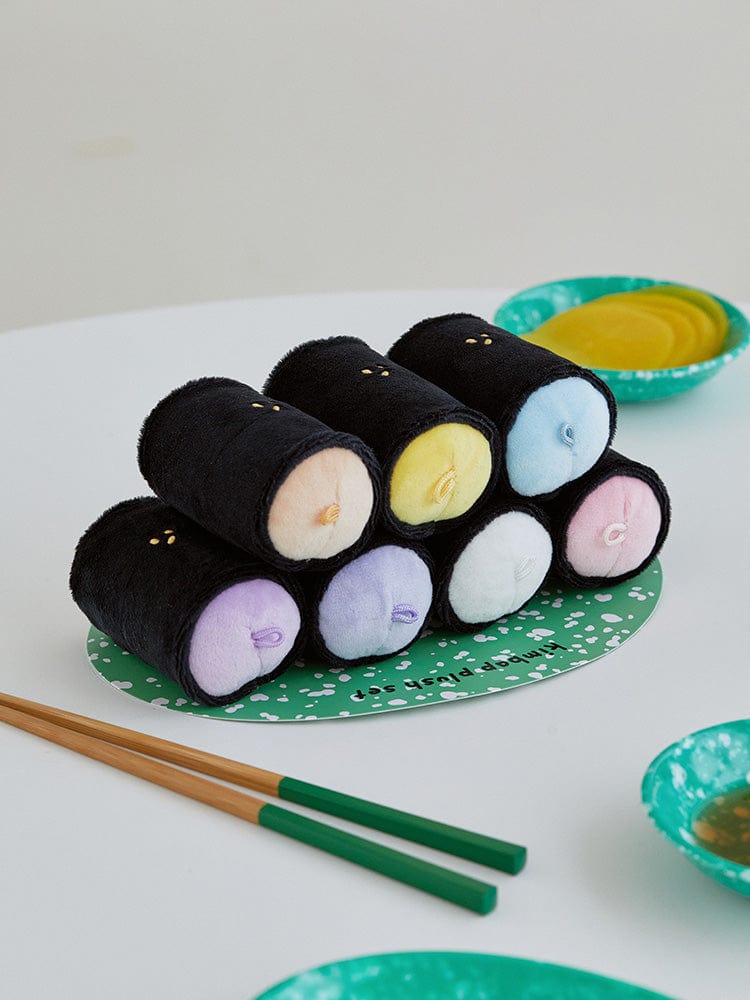 BT21 minini GIMBAP PLUSH SET BUNSIK, peluche Bunsik sur feuille de gimbap, décor de chambre, style LINE FRIENDS/BTS