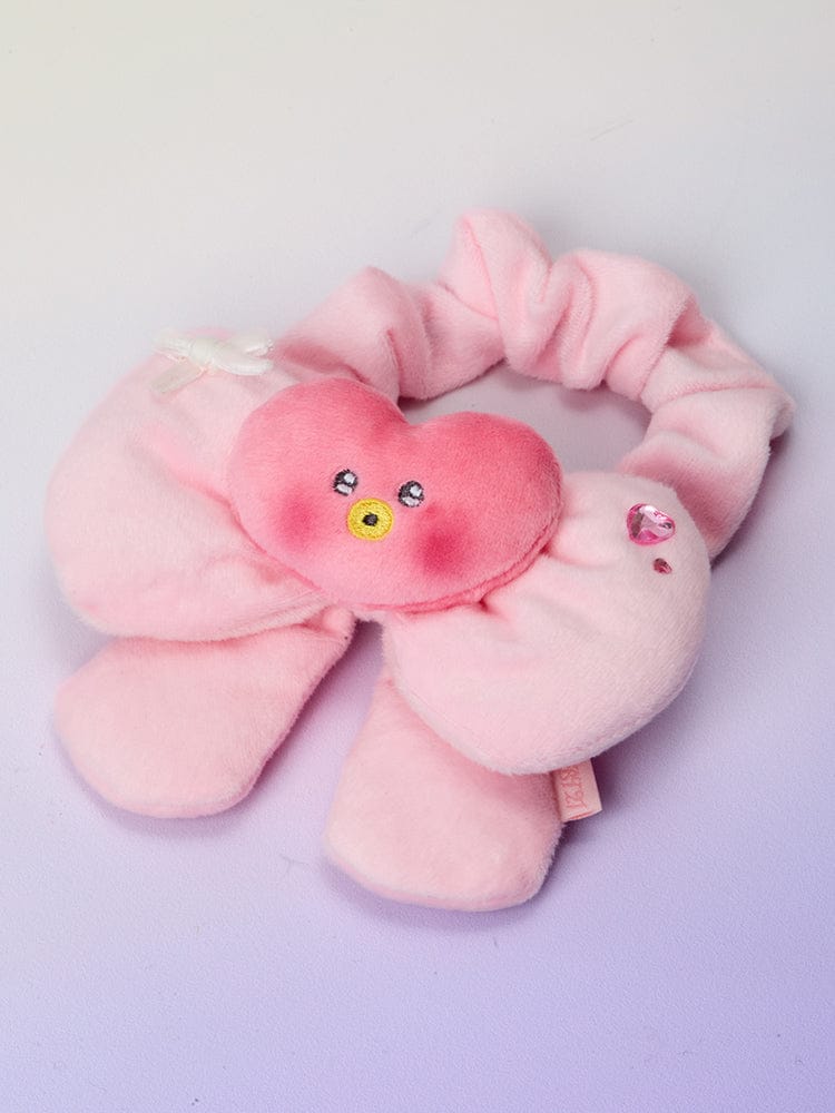 BT21 minini RIBBON PLUSH BAND RIBBONED U, peluche rose Minnie style, marque BT21/LINE FRIENDS, sur fond clair.