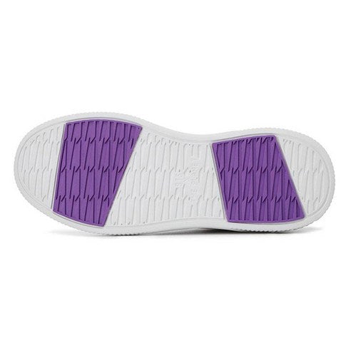 BTS x The Planet Oneil Shoes - White (HSBTS012-100) : semelles blanches et violettes, vue latérale sur fond blanc.