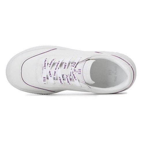 BTS x The Planet Oneil Shoes - White (HSBTS012-100) : baskets blanches The Planet, détail intérieur, fond blanc