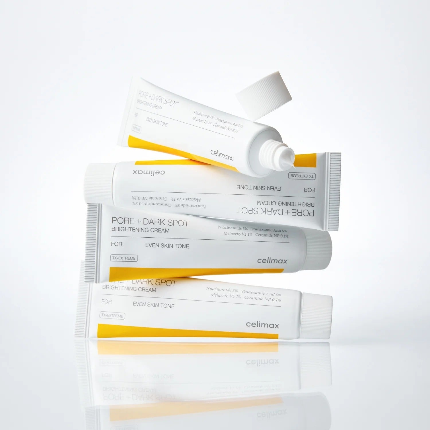 CELIMAX Pore Dark Spot Brightening Cream 35ml de la marque CELIMAX, tubes blancs sur fond clair, crème anti taches