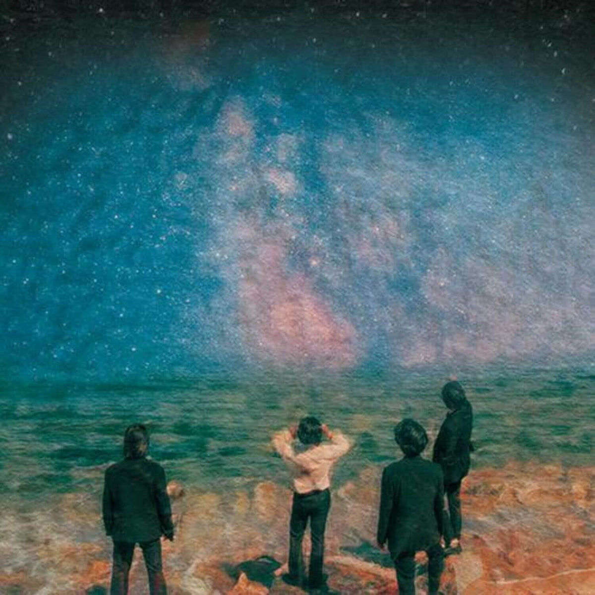 CHA SAE DAE - Album Kpop, visuel cosmique avec silhouettes sous nébuleuse; hommage à CHA SAE DAE dans un décor bleu/astral.