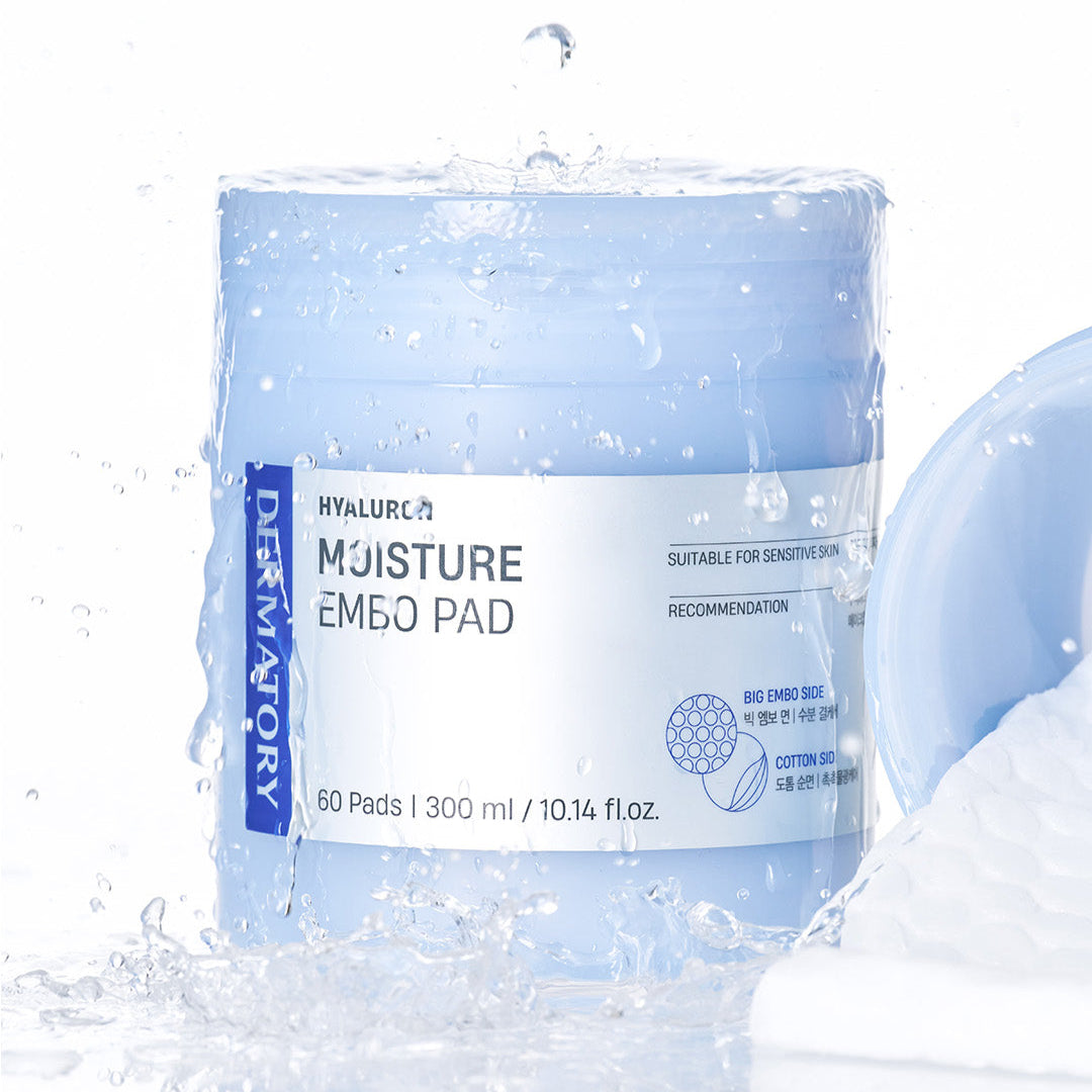 DERMATORY Hyaluronic Moisture Embo Pad 60 pads, pack bleu sous l’eau, marque DERMATORY, pads hydratants