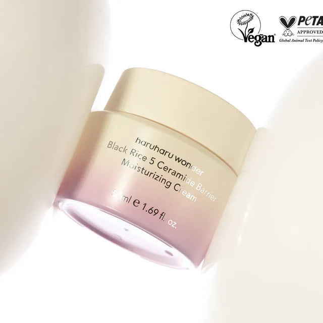 HARUHARU Black Rice 5 Ceramide Barrier Moisturizing Cream 50ml, pot crème sur fond blanc, vue produit marque