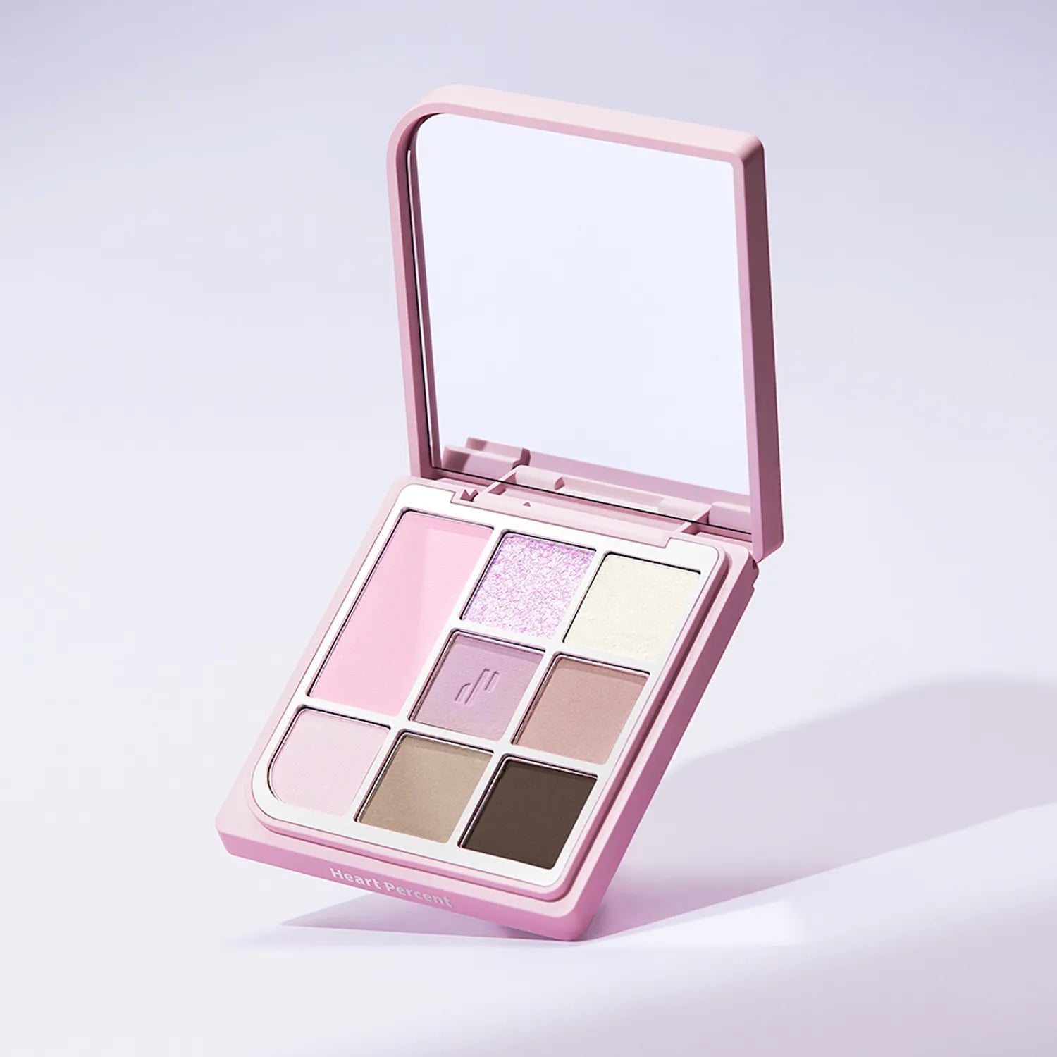 HEART PERCENT Dot On Mood Eye Palette, marque HEART PERCENT : palette fard yeux en packaging rose sur fond clair.