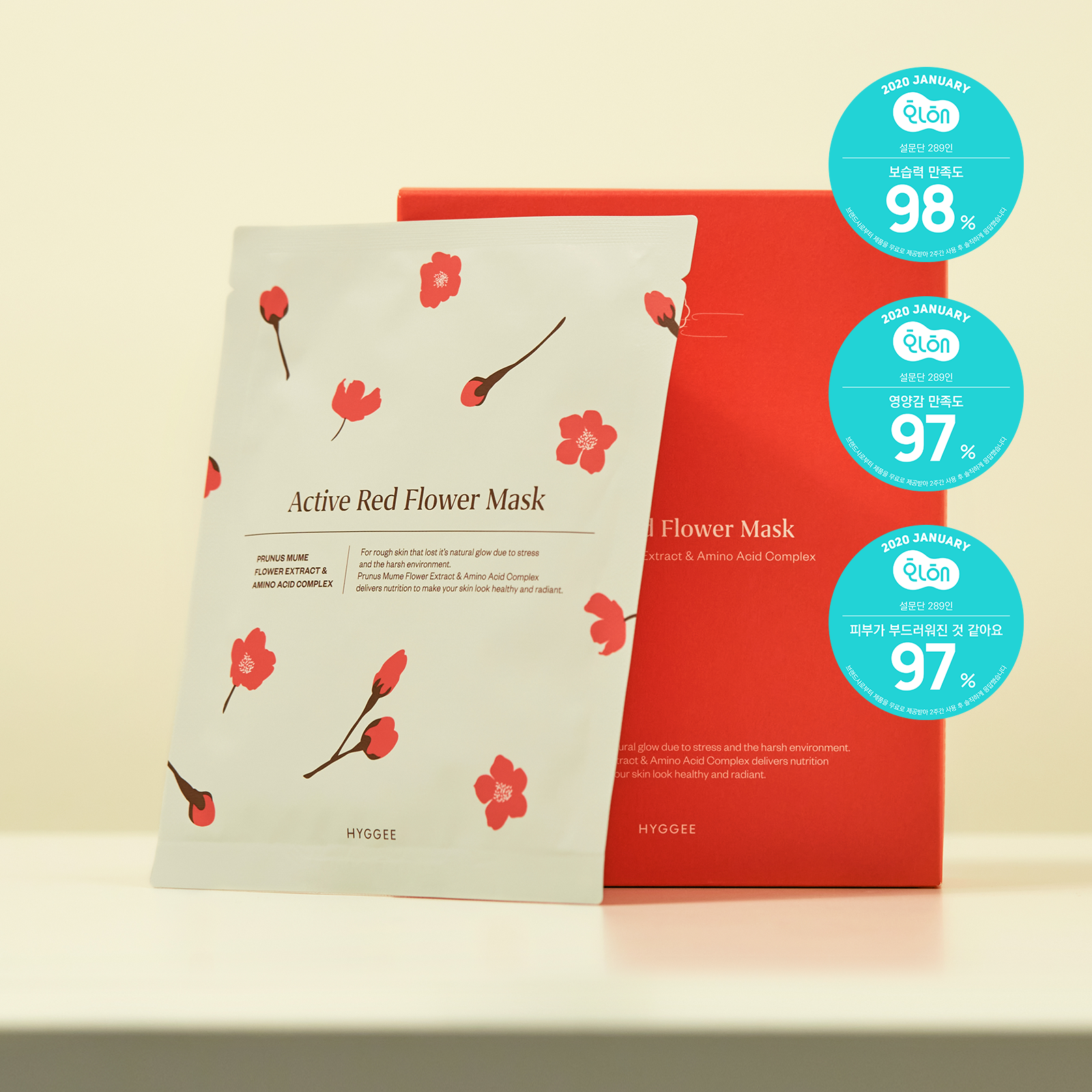 HYGGEE Active Red Flower Mask disponible sur Ma petite Coree, ton Eshop 100% K-beauty en direct de Seoul