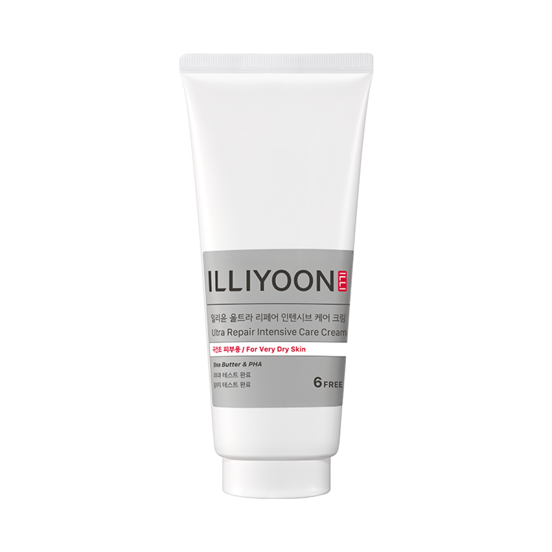 ILLlYOON Ultra Repair Intensive Care Cream 200ml, crème hydratante en tube blanc sur fond clair (produit beauté).