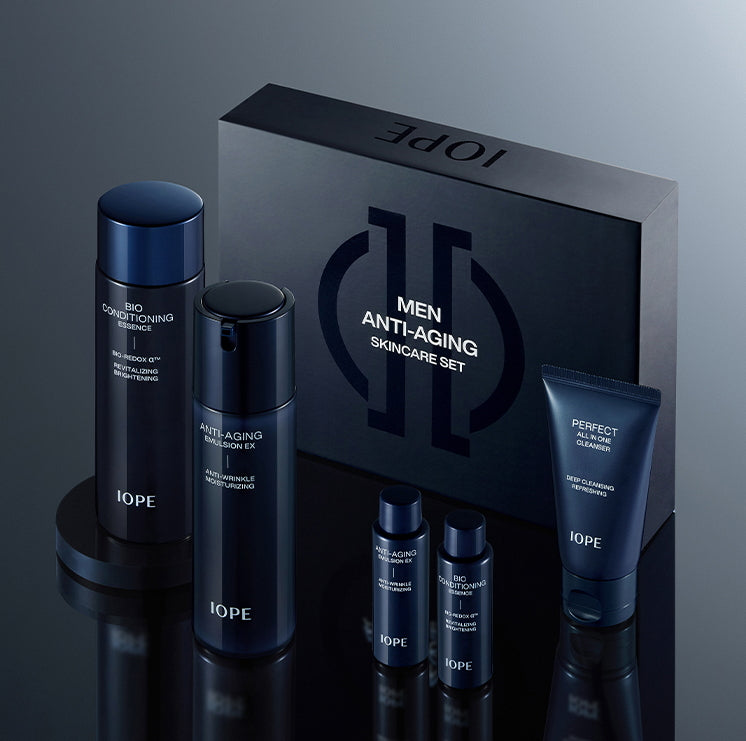 IOPE Men Bio Anti-Aging Set (Essence, Emulsion, Cleanser) disponible sur Ma petite Coree, ton Eshop 100% K-beauty en direct de Seoul