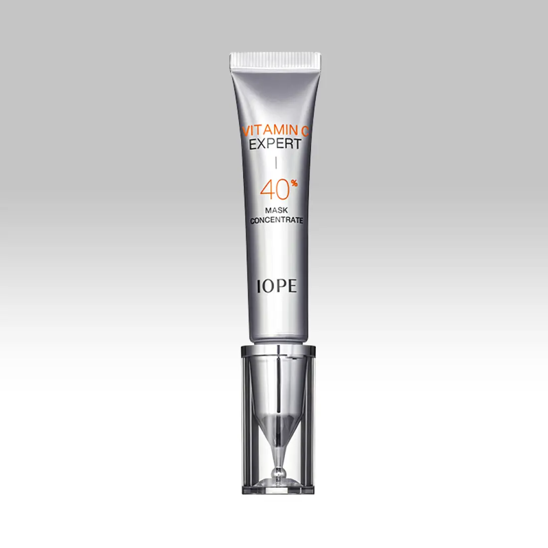 IOPE Vitamin C Expert 40% Mask Concentrate 15g, tube de masque vitaminé sur fond clair, marque IOPE en évidence