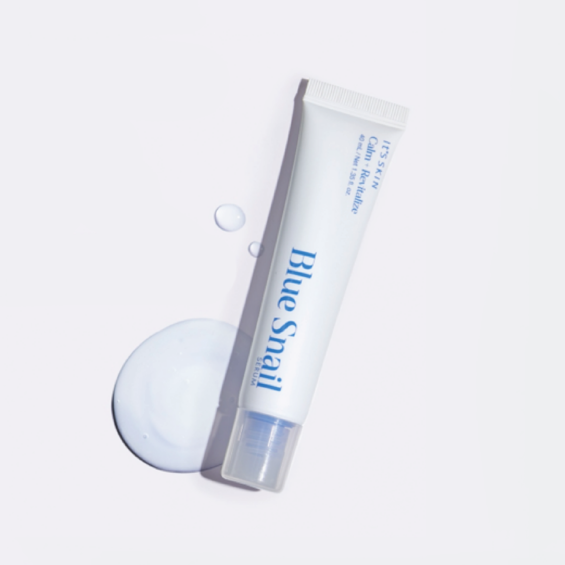IT'S SKIN Blue Snail Serum 40ml de la marque IT'S SKIN, avec goutte et crème, photo sur fond clair.