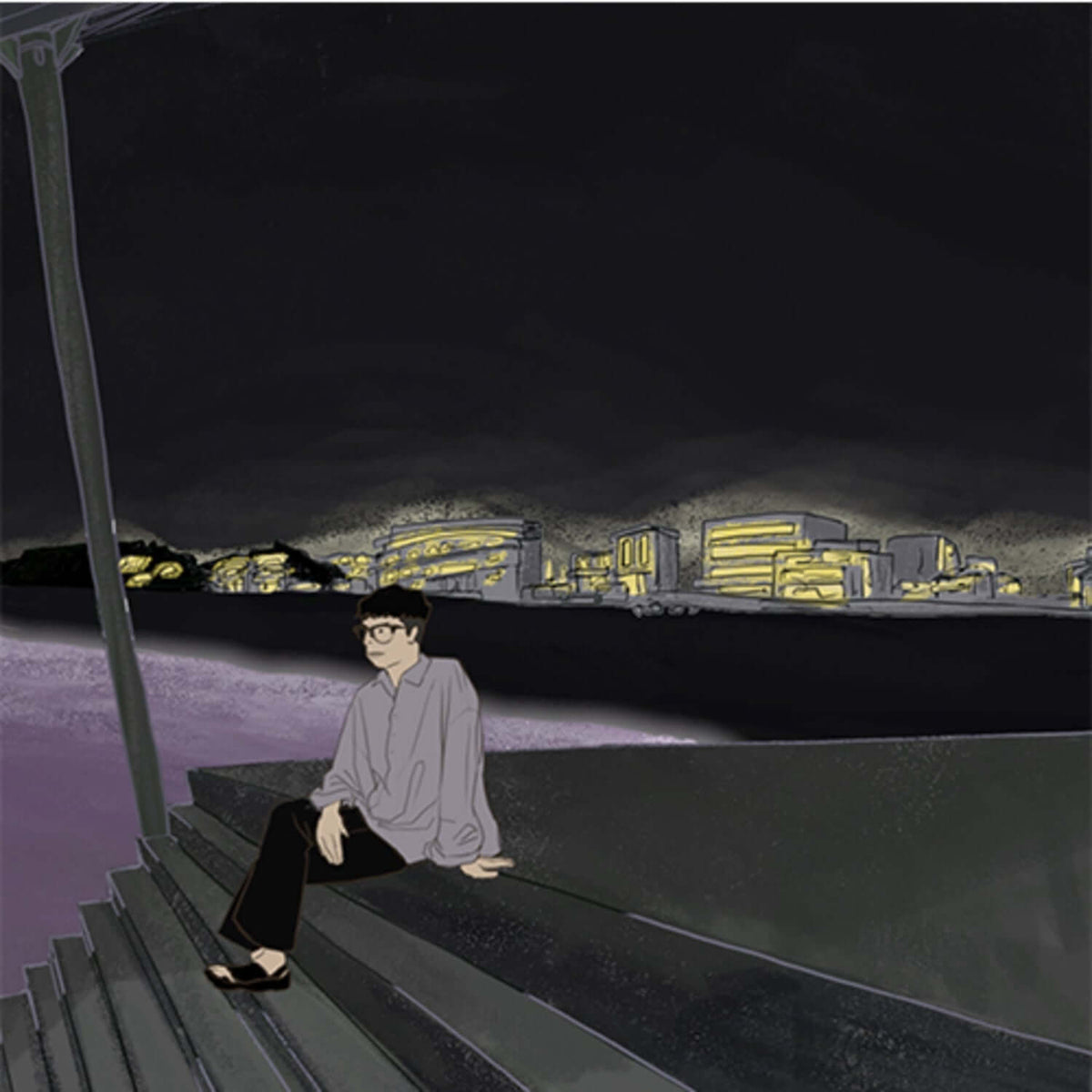 JEON HYUNMYUNG - Album Kpop de JEON HYUNMYUNG, album Kpop au style urbain, scène nocturne avec personnage et ville