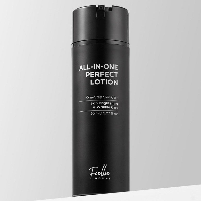 LACVERT Homme All-in-One Perfect Lotion 150ml, flacon noir sur fond clair, vue produit de soin visage homme