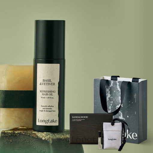 LONGTAKE Basil & Vetiver Refreshing Hair Oil 50ml disponible sur Ma petite Coree, ton Eshop 100% K-beauty en direct de Seoul