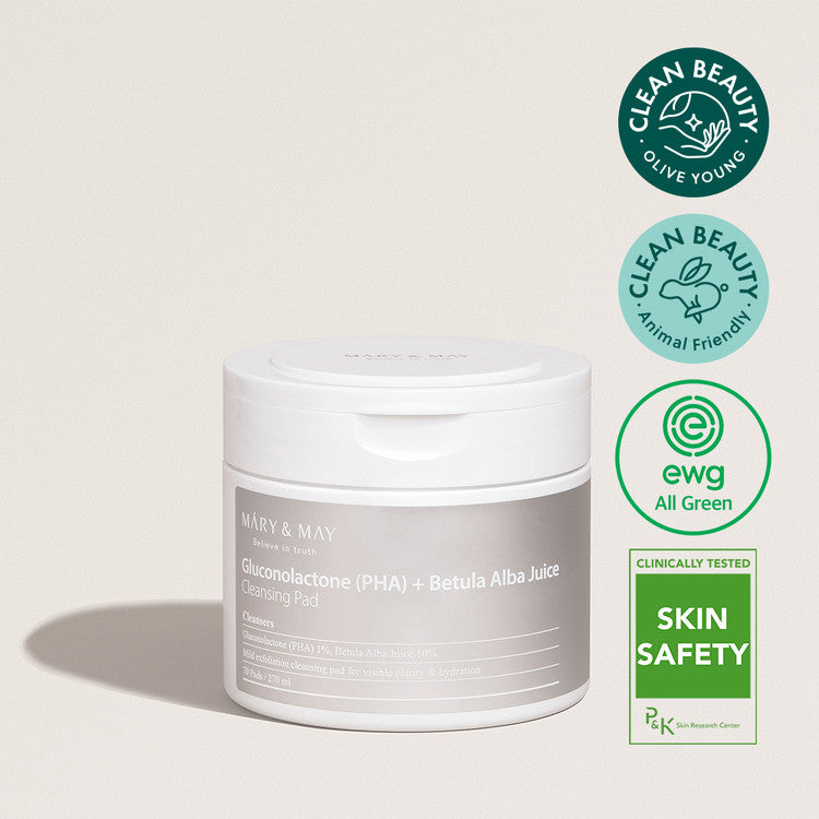 MARY & MAY Gluconolactone (PHA) + Betula Alba Juice Cleansing Pad 70p 270ml disponible sur Ma petite Coree, ton Eshop 100% K-beauty en direct de Seoul
